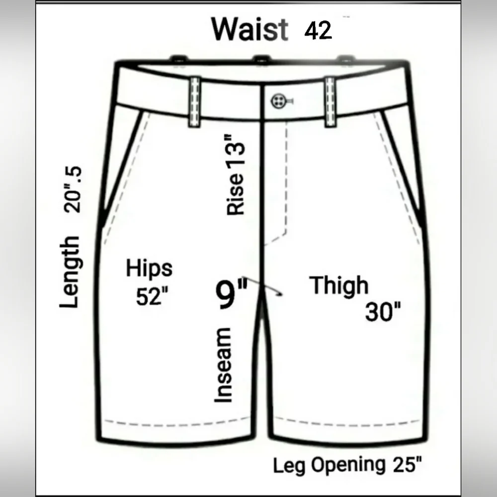 Preppy Mens 42 Straight Fit Stretch Blue Flat Front Travel Golf Cruise Shorts